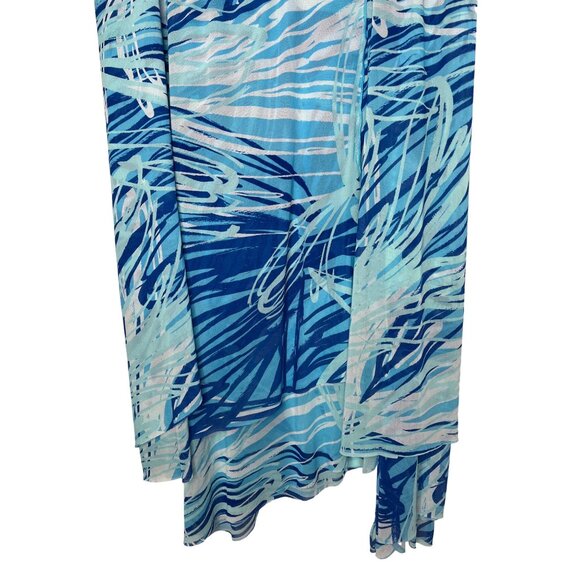 Chico’s Blue White Abstract High Low Mesh Midi Skirt Size XL 3 Work Style - Picture 4 of 9